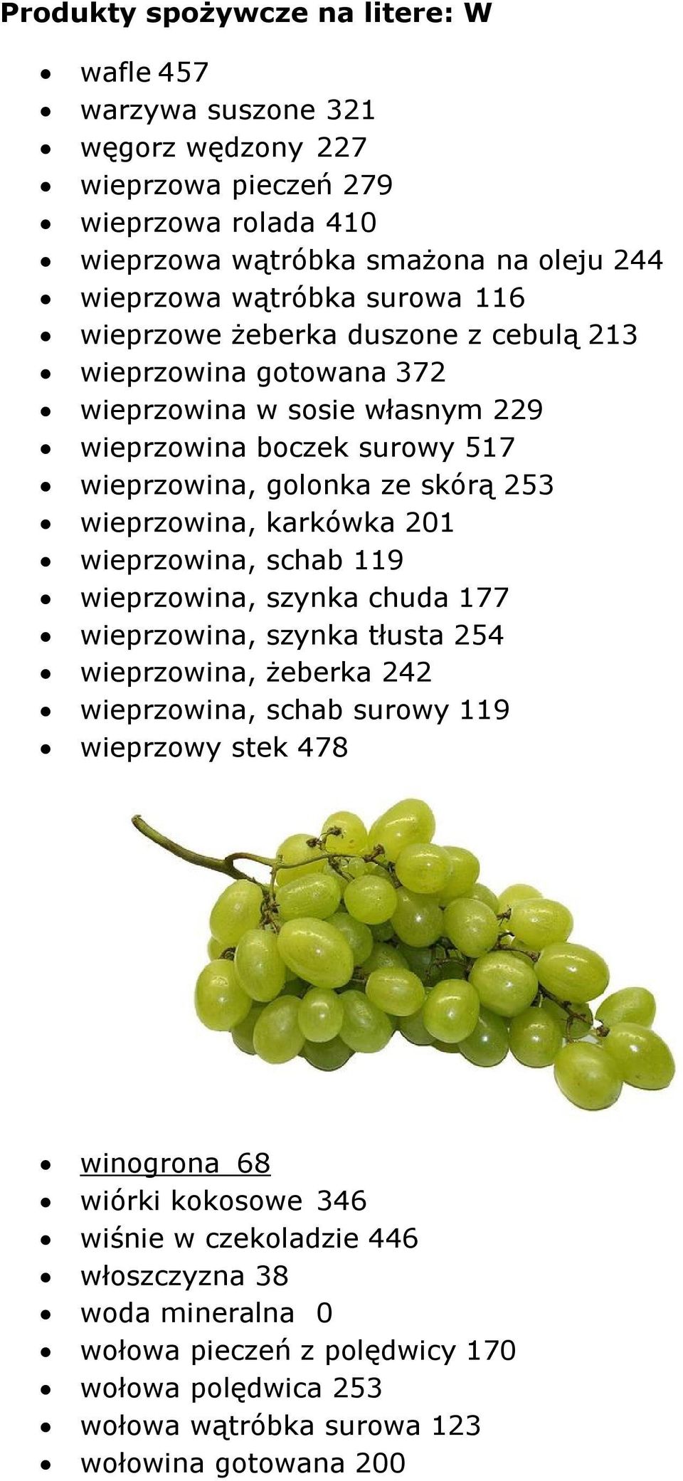 wieprzowina, karkówka 201 wieprzowina, schab 119 wieprzowina, szynka chuda 177 wieprzowina, szynka tłusta 254 wieprzowina, żeberka 242 wieprzowina, schab surowy 119 wieprzowy stek