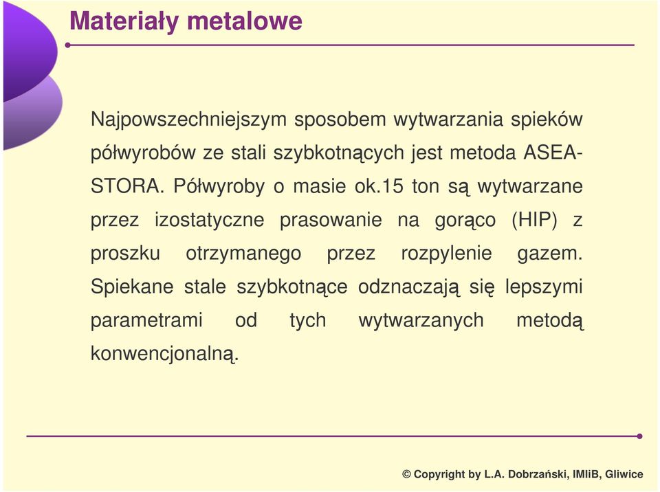 15 ton s wytwarzane przez izostatyczne prasowanie na gorco (HIP) z proszku