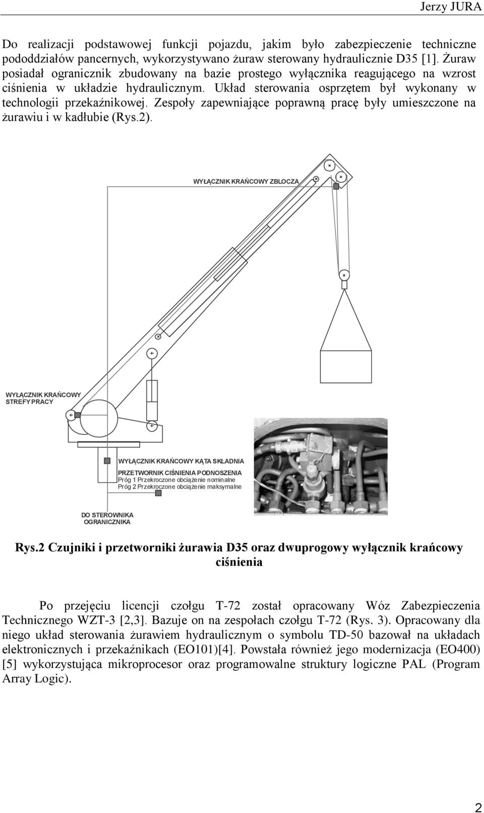 Zespoły zapewniające poprawną pracę były umieszczone na żurawiu i w kadłubie (Rys.2).