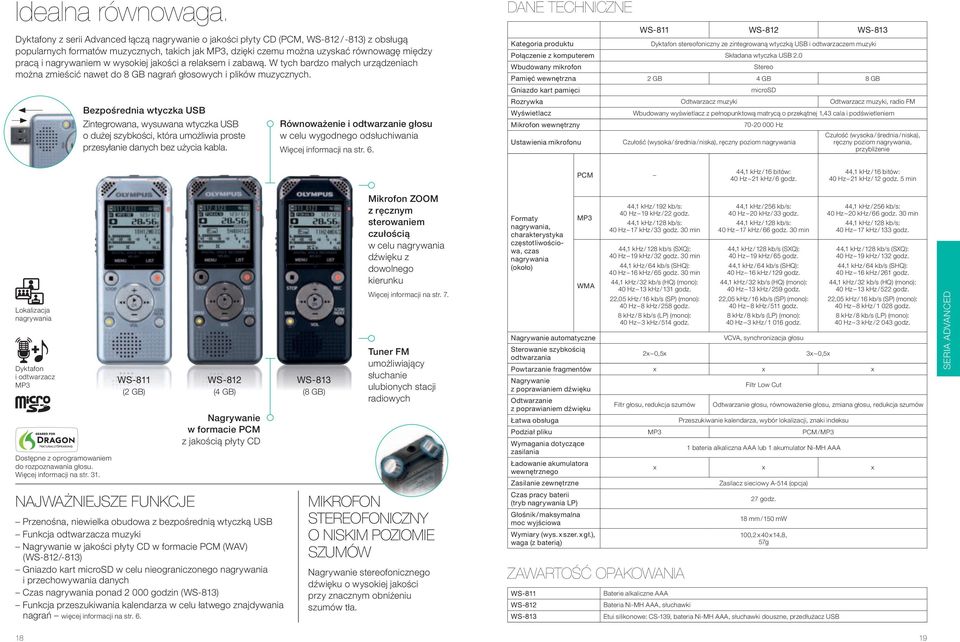nagrywaniem w wysokiej jakości a relaksem i zabawą. W tych bardzo małych urządzeniach można zmieścić nawet do 8 GB nagrań głosowych i plików muzycznych.