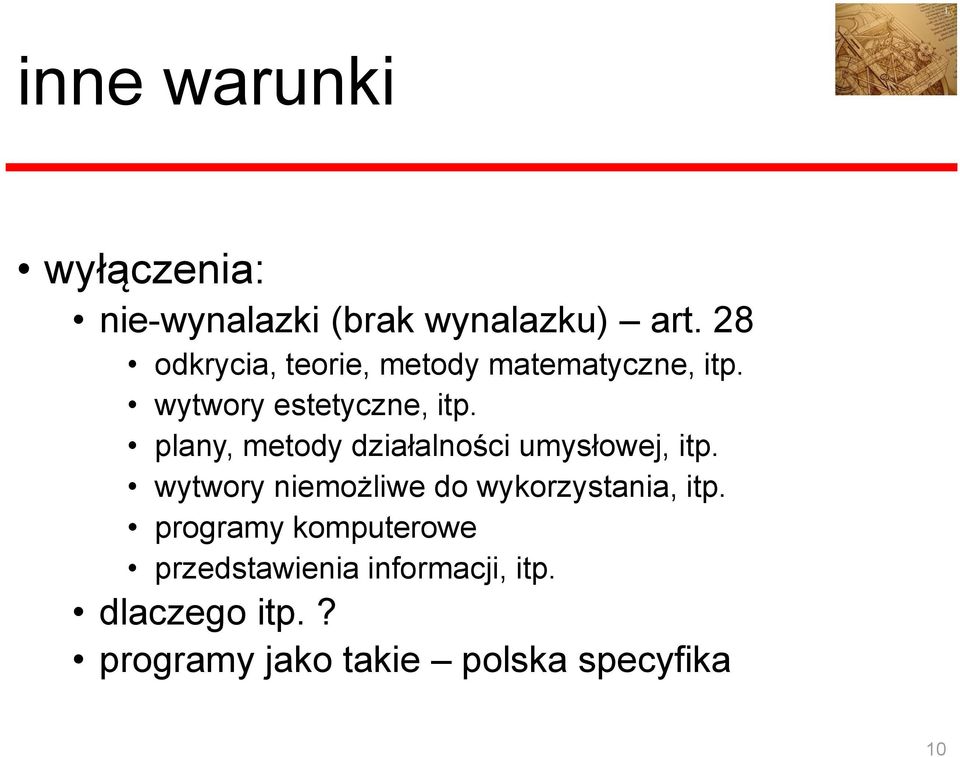 plany, metody działalności umysłowej, itp.