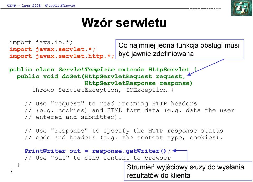 HttpServletResponse response) throws ServletException, IOException { // Use "request" to read incoming HTTP headers // (e.g. cookies) and HTML form data (e.g. data the user // entered and submitted).