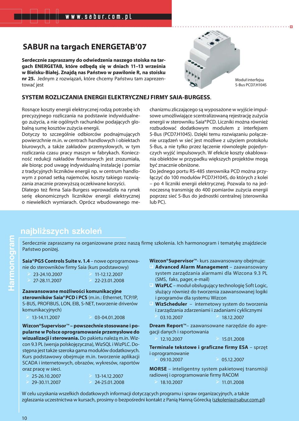 H104S SYSTEM ROZLICZANIA ENERGII ELEKTRYCZNEJ FIRMY SAIA-BURGESS.