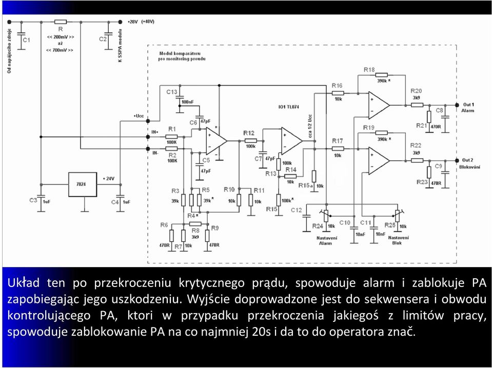 Wyjście doprowadzone jest do sekwensera i obwodu kontrolującego PA, ktori w