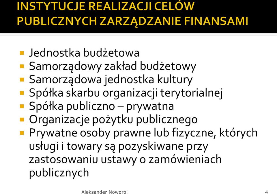 pożytku publicznego Prywatne osoby prawne lub fizyczne, których usługi i towary