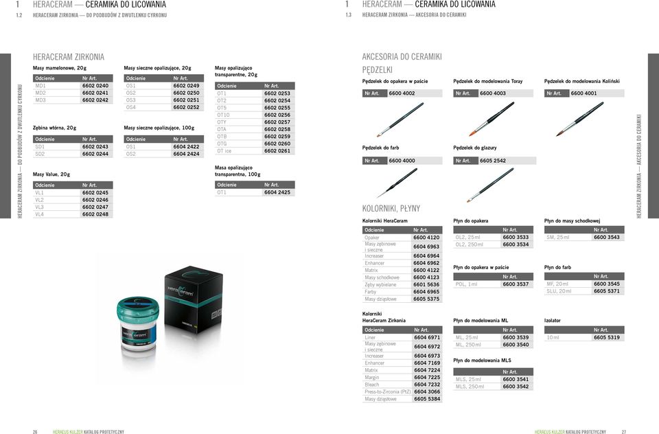 SD1 6602 0243 SD2 6602 0244 Masy Value, 20 g VL1 6602 0245 VL2 6602 0246 VL3 6602 0247 VL4 6602 0248 Masy sieczne opalizujące, 20 g OS1 6602 0249 OS2 6602 0250 OS3 6602 0251 OS4 6602 0252 Masy