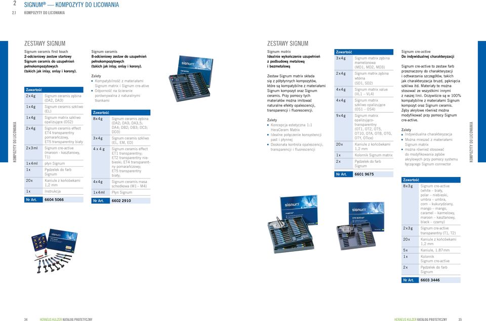2 x 4 g Signum ceramis zębina (DA2, DA3) 1 x 4 g Signum ceramis szkliwo (EL) 1 x 4 g Signum matrix szkliwo opalizujące (OS2) 2 x 4 g Signum ceramis effect ET4 transparentny pomarańczowy, ET5
