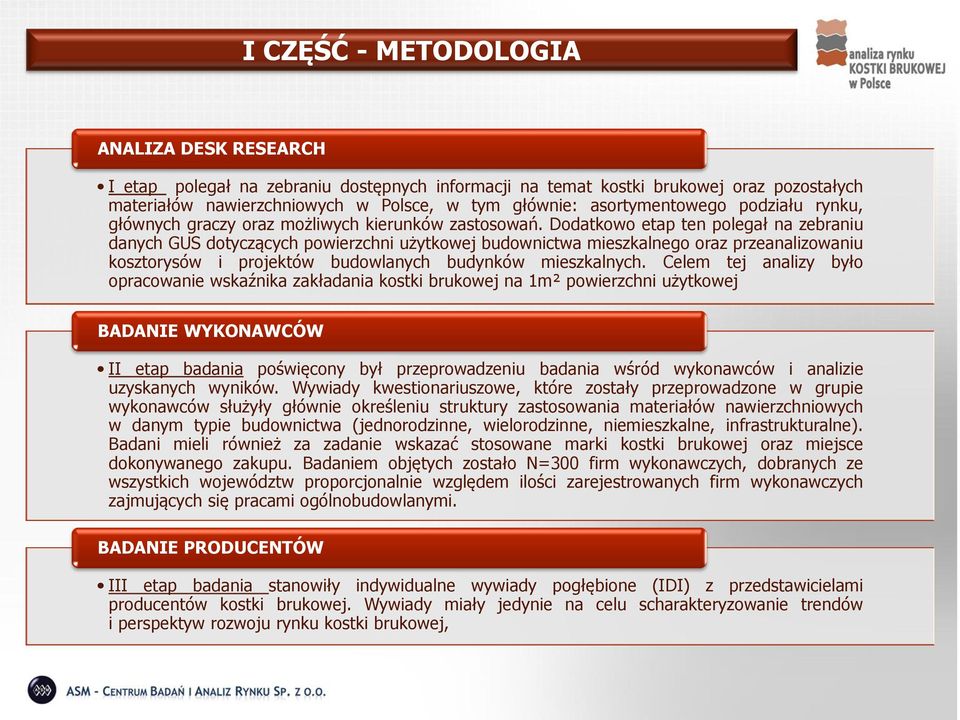 Dodatkowo etap ten polegał na zebraniu danych GUS dotyczących powierzchni użytkowej budownictwa mieszkalnego oraz przeanalizowaniu kosztorysów i projektów budowlanych budynków mieszkalnych.