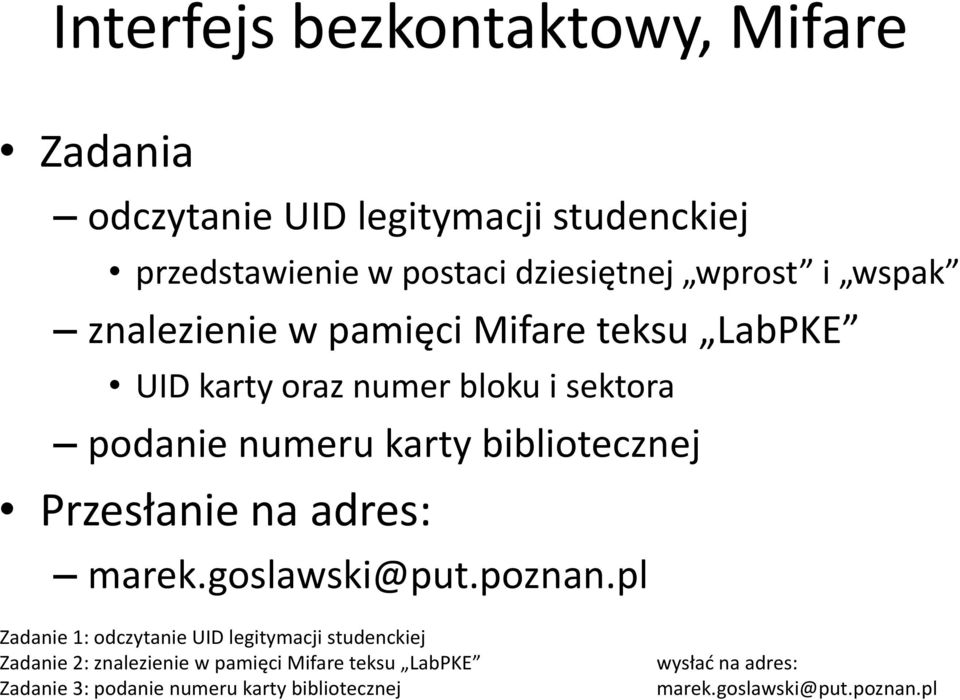 znalezienie w pamięci Mifare teksu LabPKE UID karty oraz