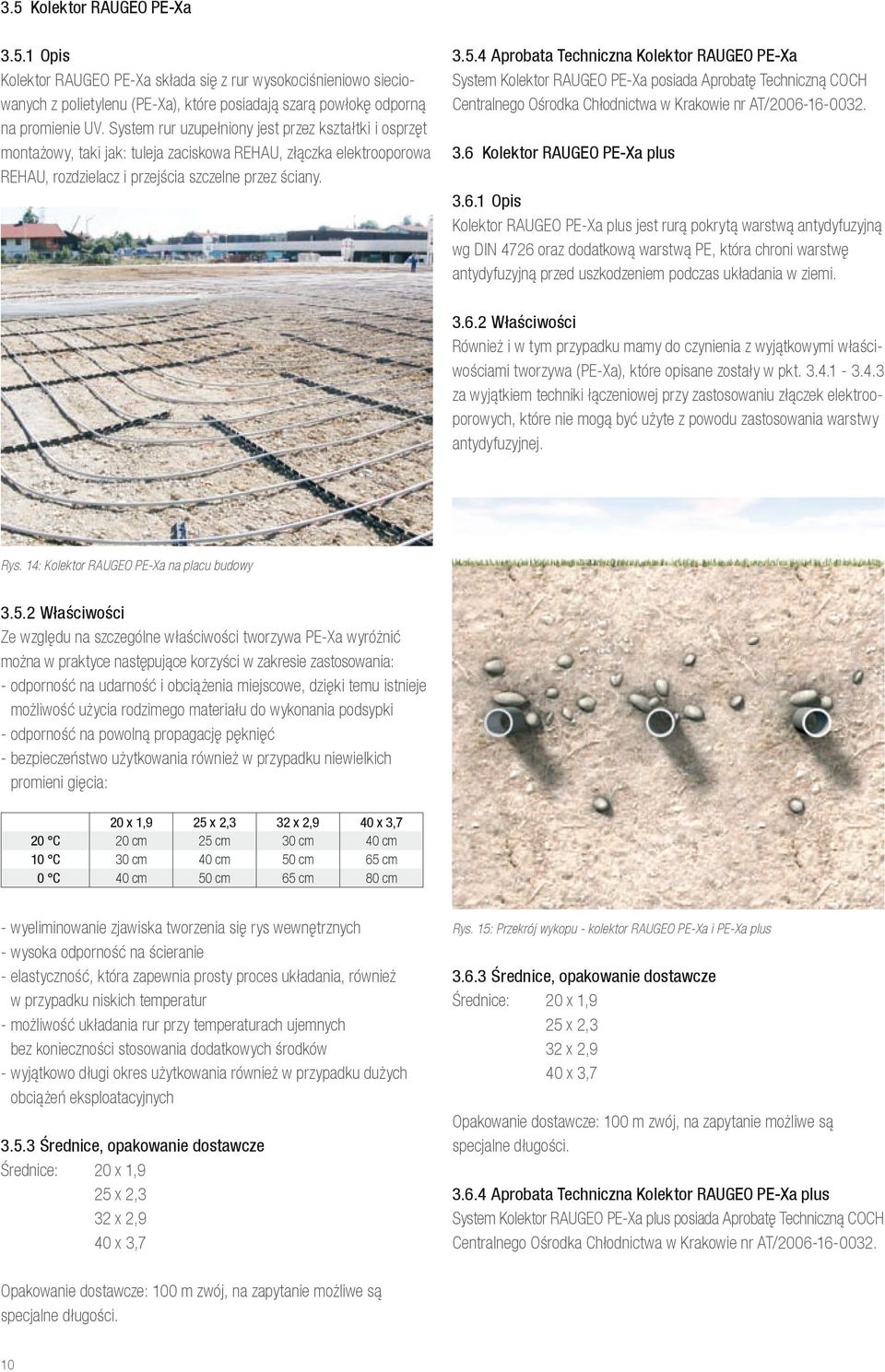 4 Aprobata Techniczna Kolektor RAUGEO PE-Xa System Kolektor RAUGEO PE-Xa posiada Aprobatę Techniczną COCH Centralnego Ośrodka Chłodnictwa w Krakowie nr AT/2006-16-0032. 3.