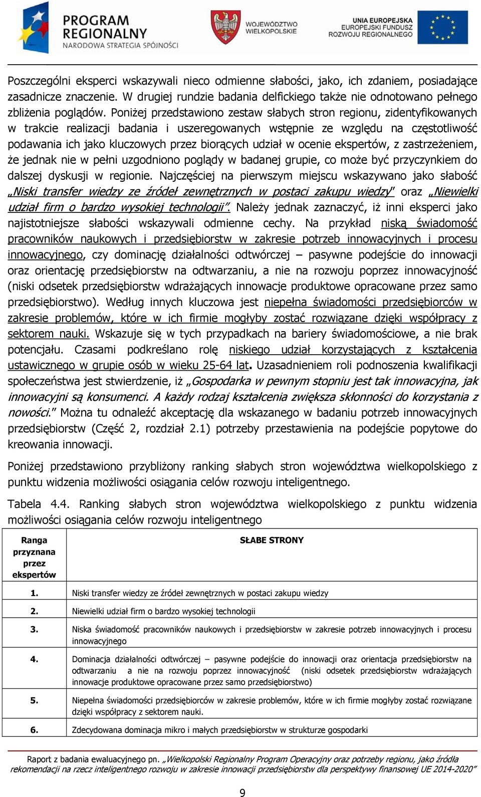 udział w ocenie ekspertów, z zastrzeżeniem, że jednak nie w pełni uzgodniono poglądy w badanej grupie, co może być przyczynkiem do dalszej dyskusji w regionie.