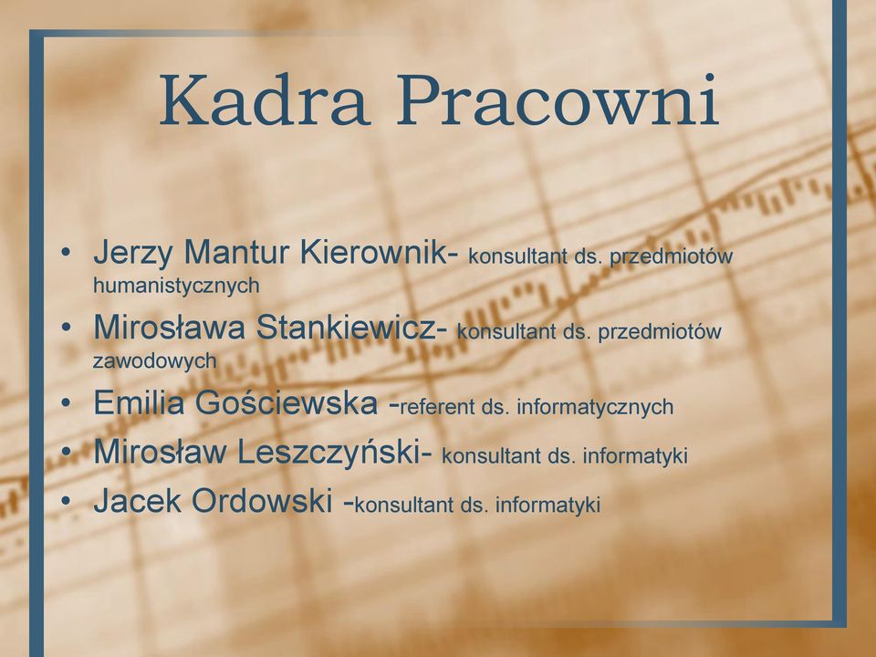 przedmiotów zawodowych Emilia Gościewska -referent ds.