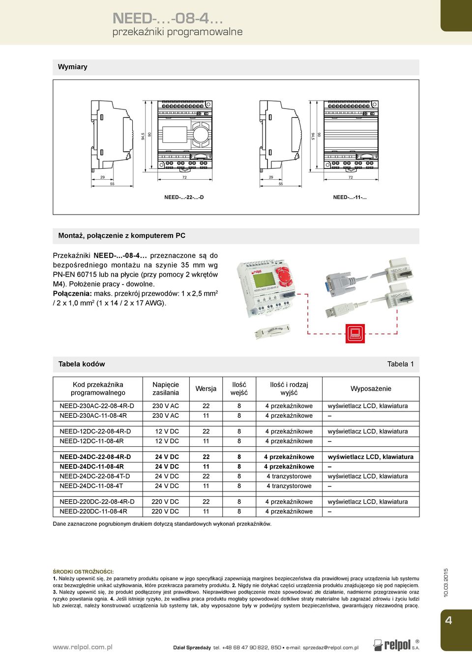 przekrój przewodów: 1 x,5 mm / x 1,0 mm (1 x 1 / x 17 AWG).