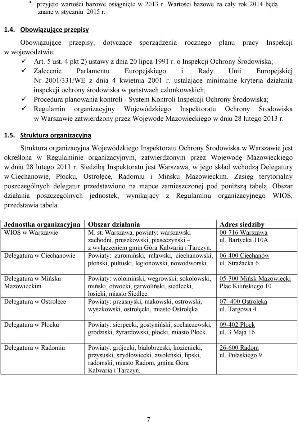 4 pkt 2) ustawy z dnia 20 lipca 1991 r. o Inspekcji Ochrony Środowiska; Zalecenie Parlamentu Europejskiego i Rady Unii Europejskiej Nr 2001/331/WE z dnia 4 kwietnia 2001 r.