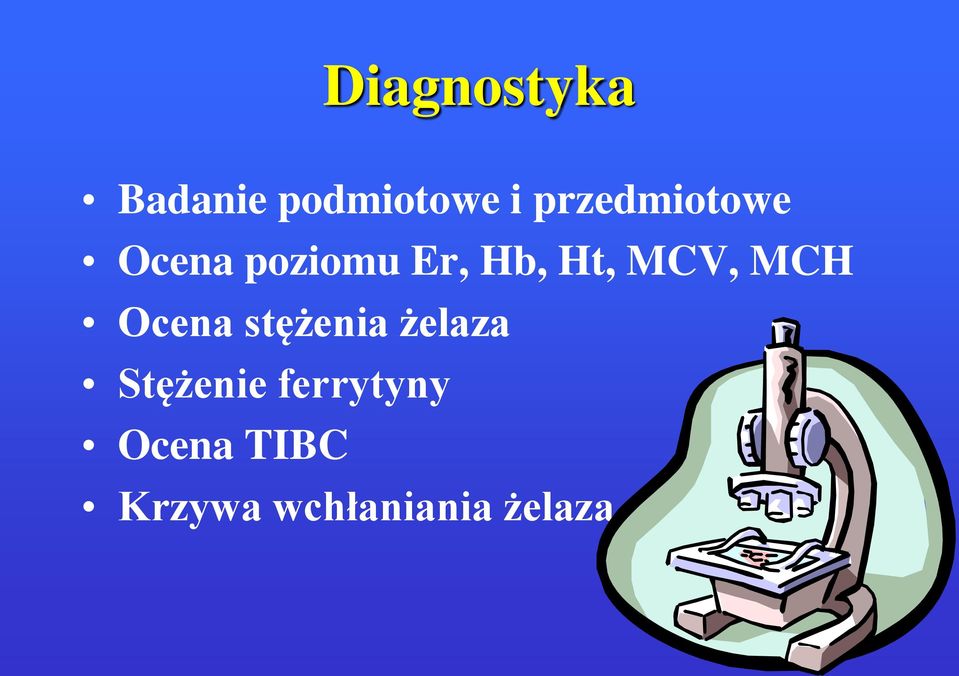 MCV, MCH Ocena stężenia żelaza Stężenie