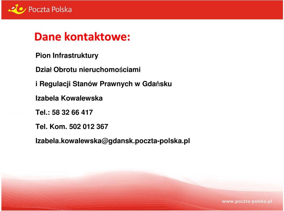 Gdańsku Izabela Kowalewska Tel.: 58 32 66 417 Tel.