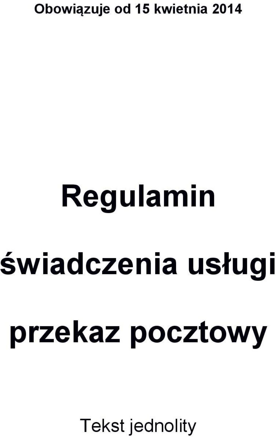 Regulamin świadczenia