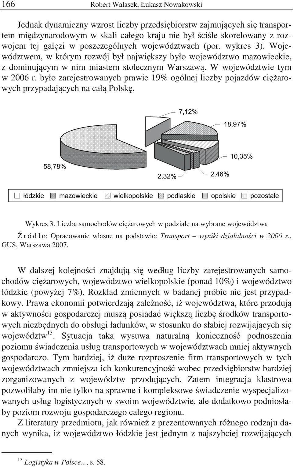 było zarejestrowanych prawie 19% ogólnej liczby pojazdów ci arowych przypadaj cych na cał Polsk. Wykres 3.