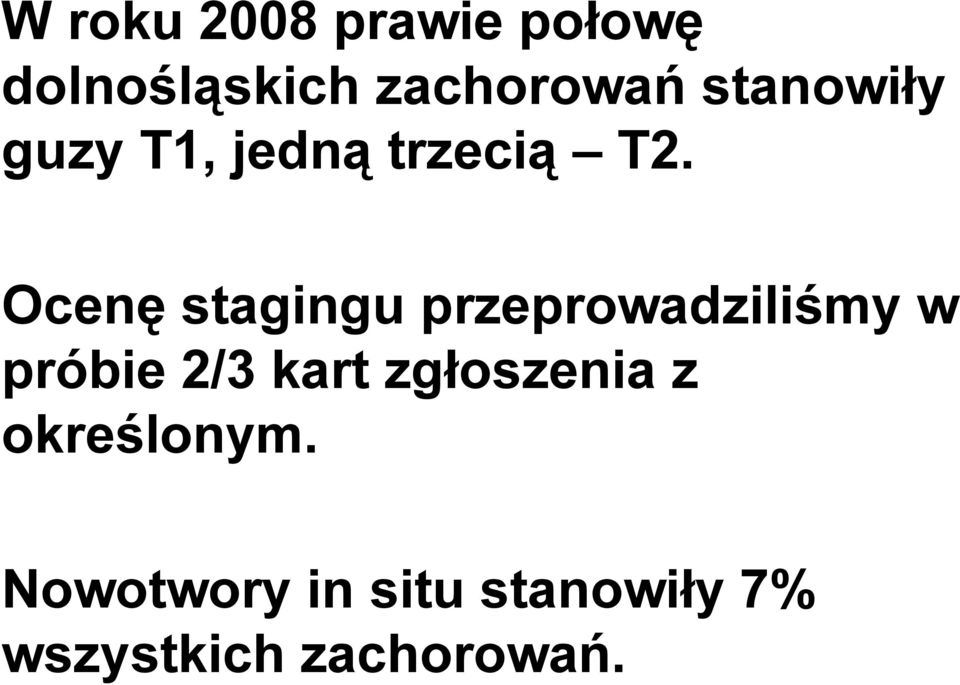 Ocenę stagingu przeprowadziliśmy w próbie 2/3 kart