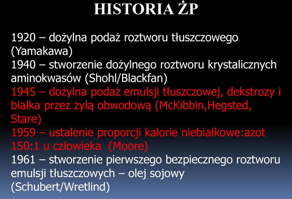 przez żyłą obwodową (McKibbin,Hegsted, Stare) 1959 ustalenie proporcji kalorie niebiałkowe:azot 150:1 u