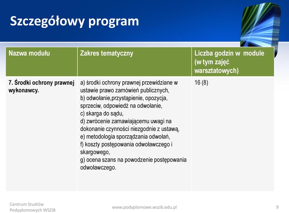 odpowiedź na odwołanie, c) skarga do sądu, d) zwrócenie zamawiającemu uwagi na dokonanie czynności niezgodnie z ustawą, e)