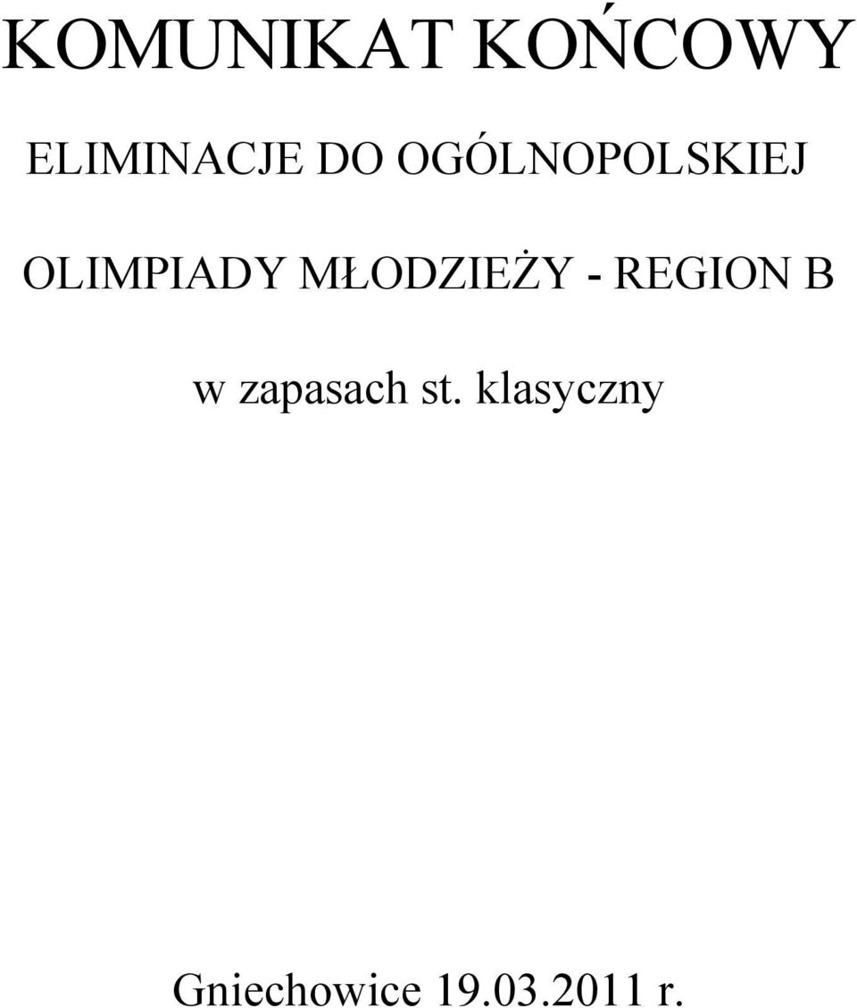 MŁODZIEŻY - REGION B w