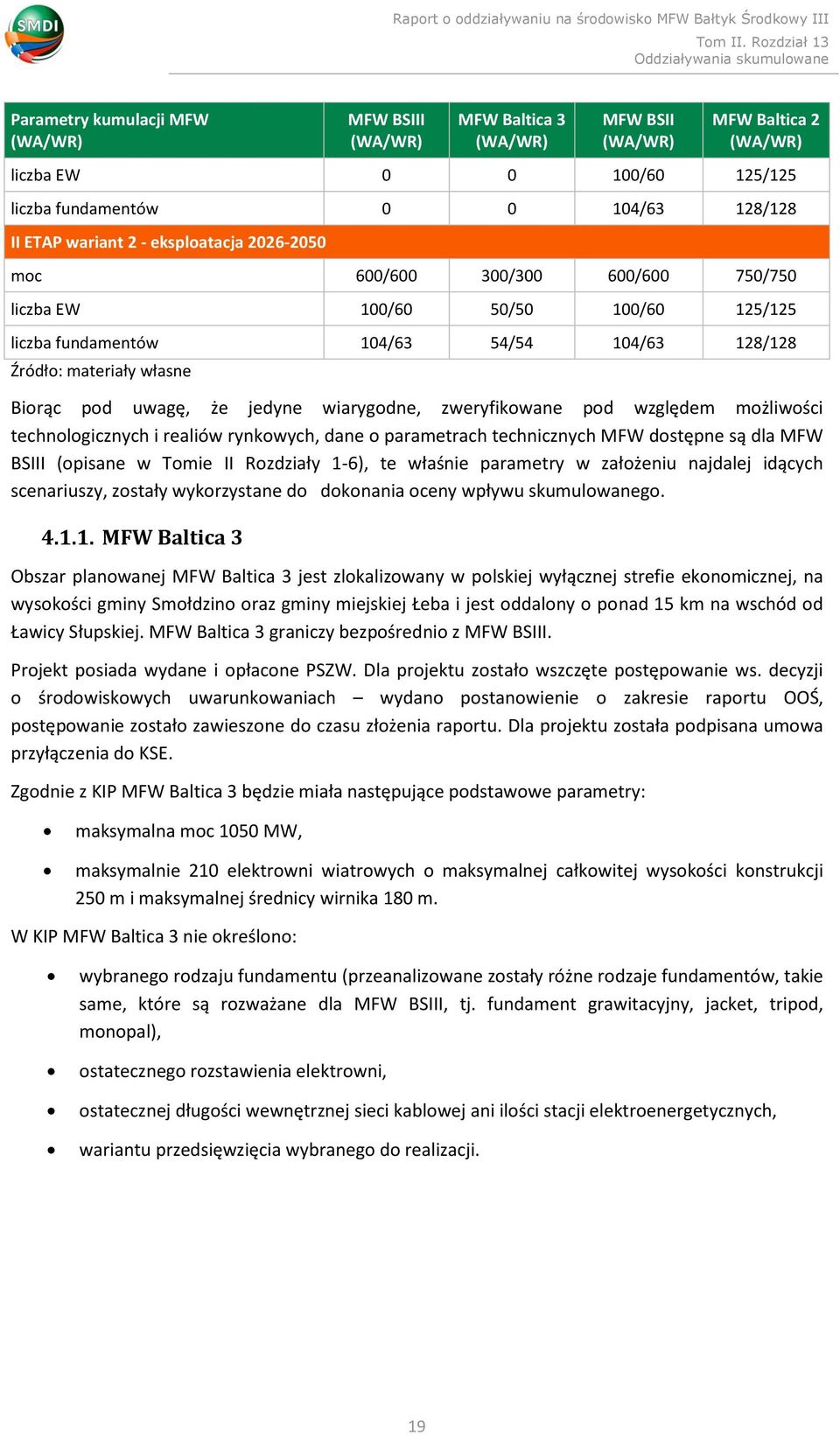 wiarygodne, zweryfikowane pod względem możliwości technologicznych i realiów rynkowych, dane o parametrach technicznych MFW dostępne są dla MFW BSIII (opisane w Tomie II Rozdziały 1-6), te właśnie