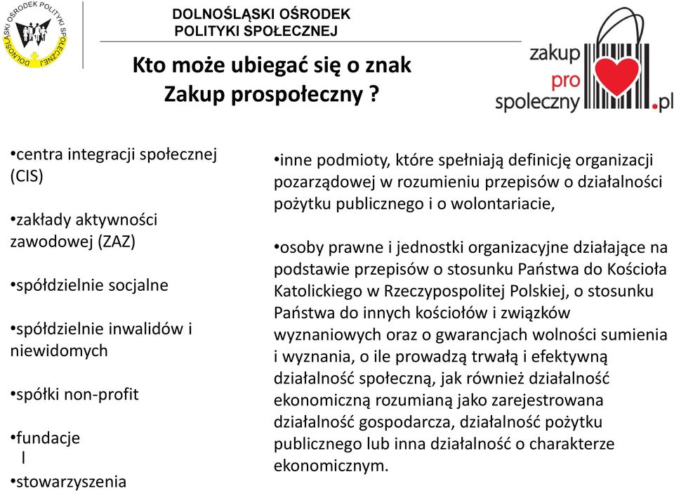 spełniają definicję organizacji pozarządowej w rozumieniu przepisów o działalności pożytku publicznego i o wolontariacie, osoby prawne i jednostki organizacyjne działające na podstawie przepisów o