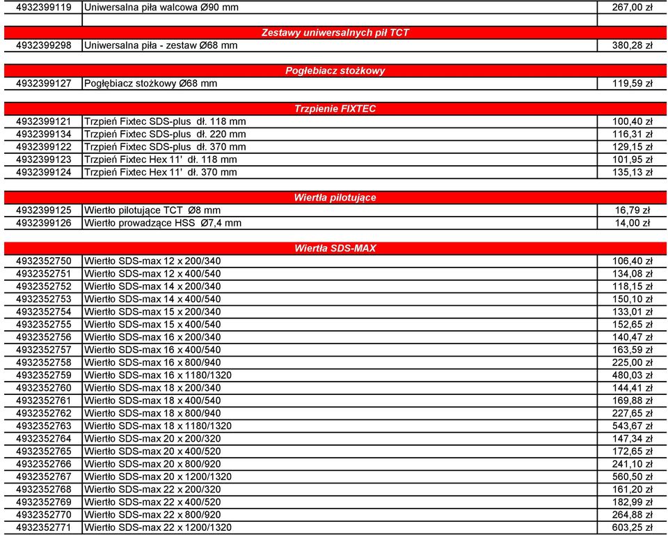 stożkowy ton iercenie i podobne SDS-plus Piły TCT 4932399127 Pogłębiacz stożkowy Ø68 mm 119,59 zł ton iercenie i podobne SDS-plus Piły TCT ton iercenie i podobne SDS-plus Piły TCT Trzpienie FIXTEC