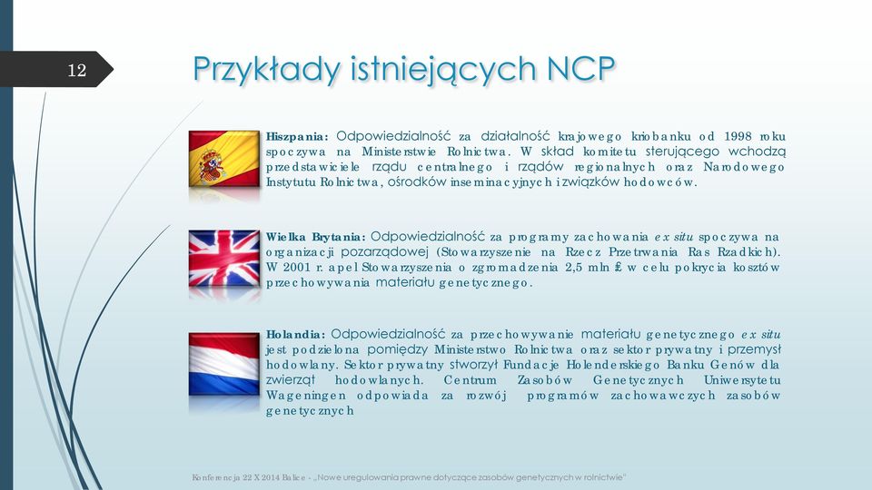 Wielka Brytania: Odpowiedzialność za programy zachowania ex situ spoczywa na organizacji pozarządowej (Stowarzyszenie na Rzecz Przetrwania Ras Rzadkich). W 2001 r.