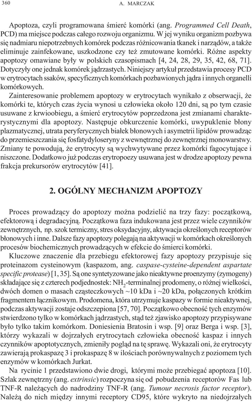 Ró ne aspekty apoptozy omawiane by³y w polskich czasopismach [4, 24, 28, 29, 35, 42, 68, 71]. Dotyczy³y one jednak komórek j¹drzastych.