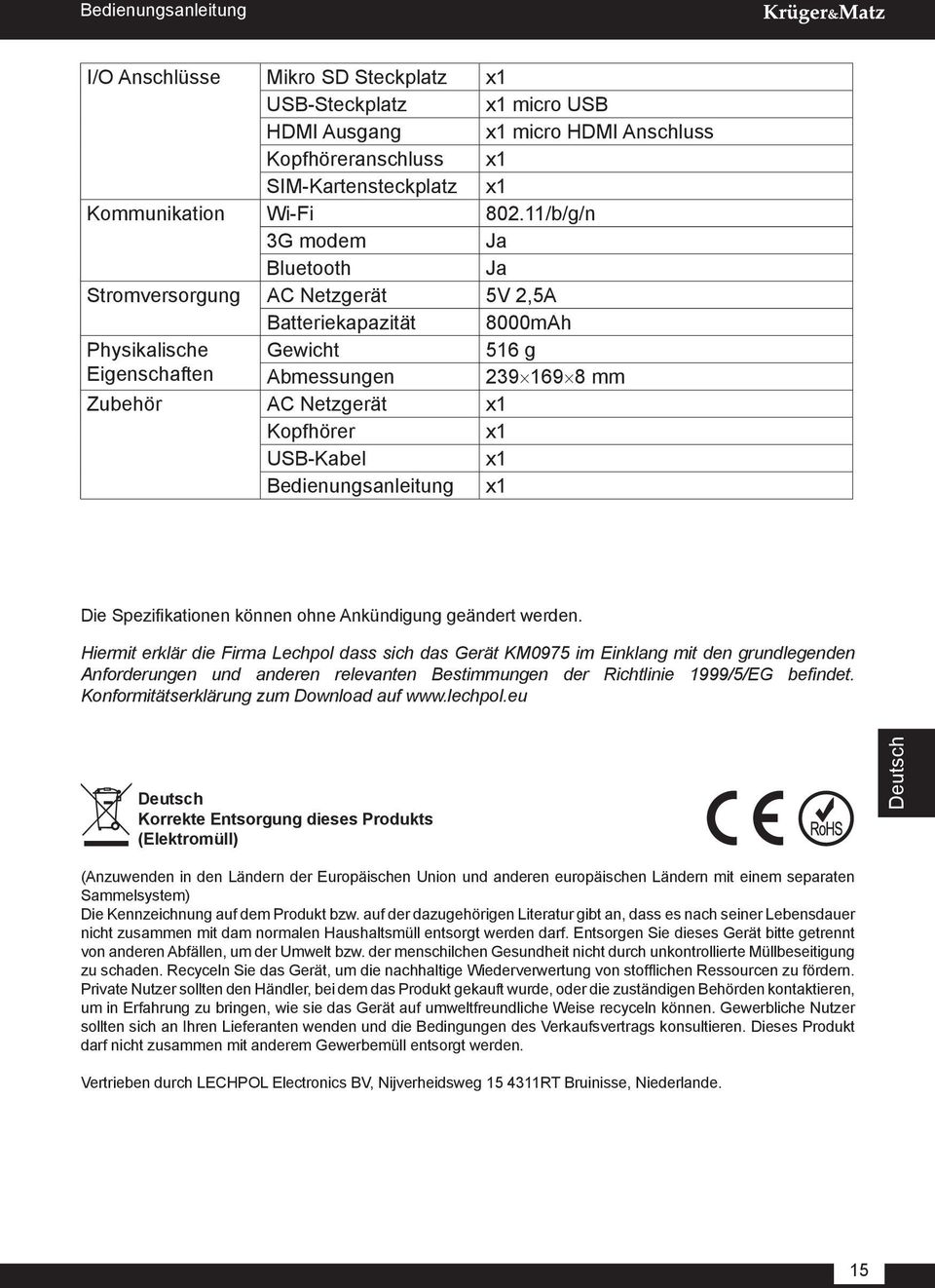 x1 USB-Kabel x1 Bedienungsanleitung x1 Die Spezifikationen können ohne Ankündigung geändert werden.