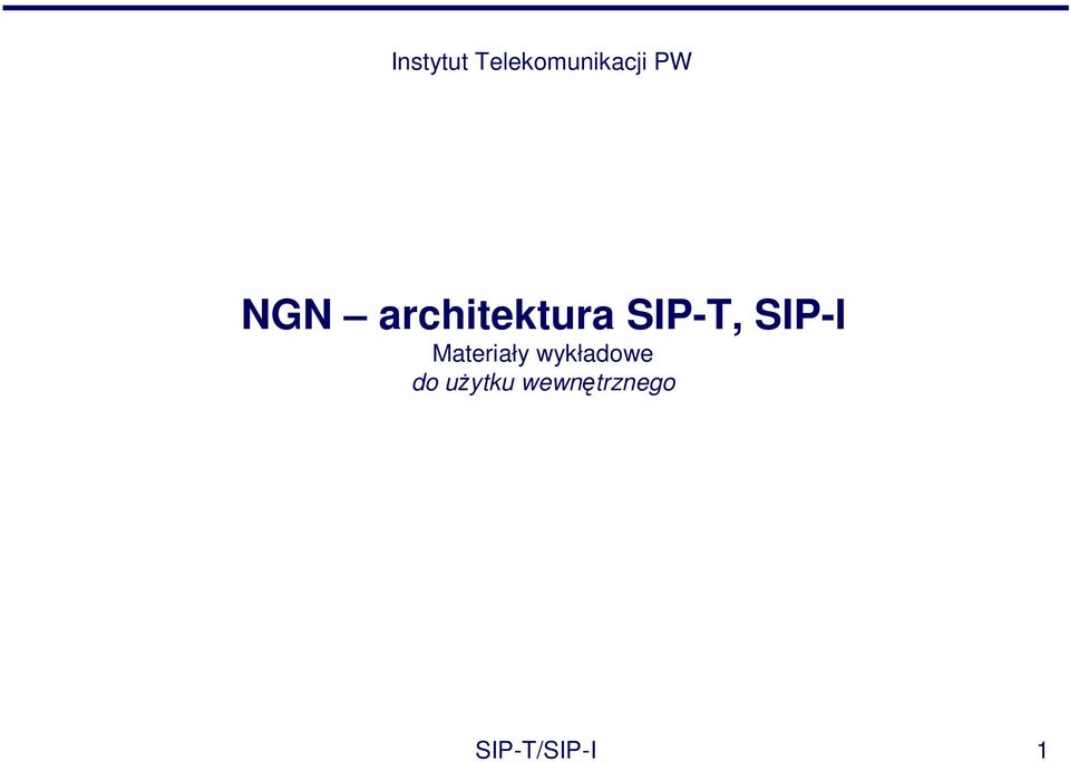 SIP-I Materiały wykładowe do