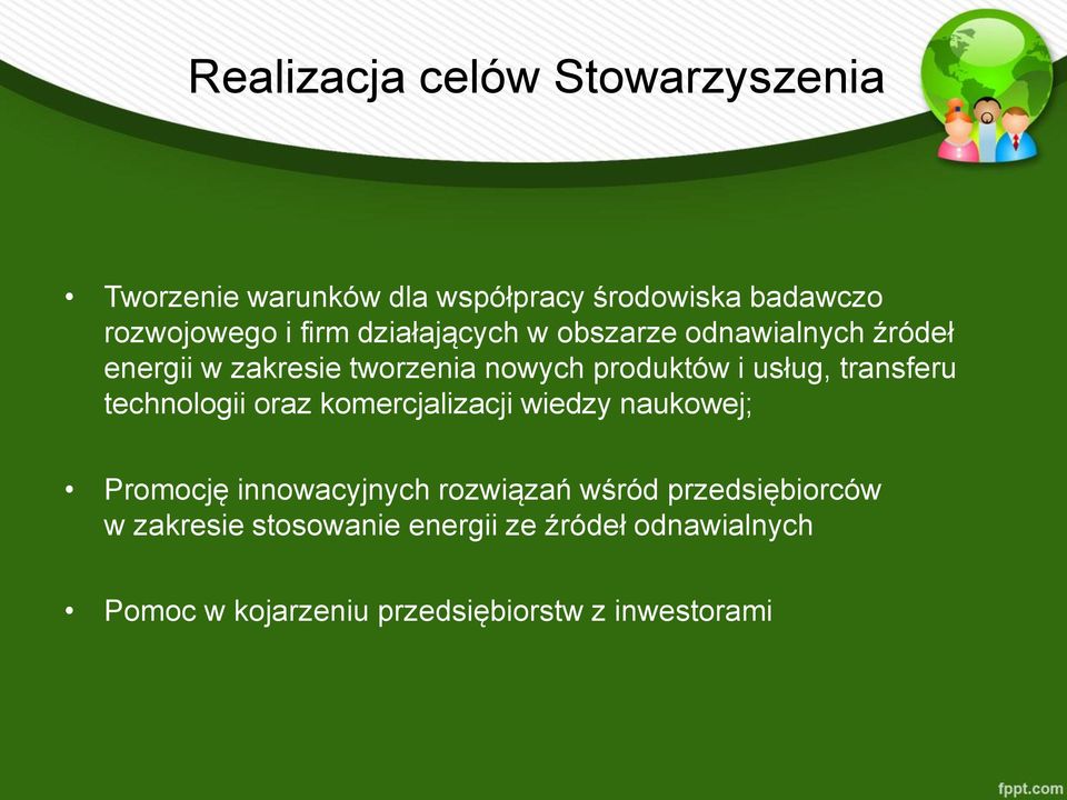 transferu technologii oraz komercjalizacji wiedzy naukowej; Promocję innowacyjnych rozwiązań wśród