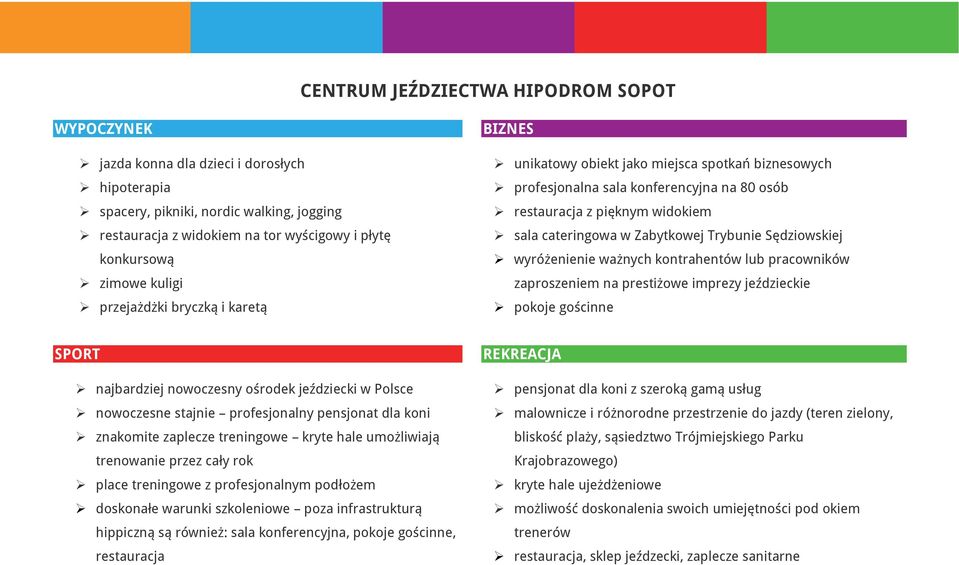 Zabytkowej Trybunie Sędziowskiej wyróżenienie ważnych kontrahentów lub pracowników zaproszeniem na prestiżowe imprezy jeździeckie pokoje gościnne SPORT najbardziej nowoczesny ośrodek jeździecki w