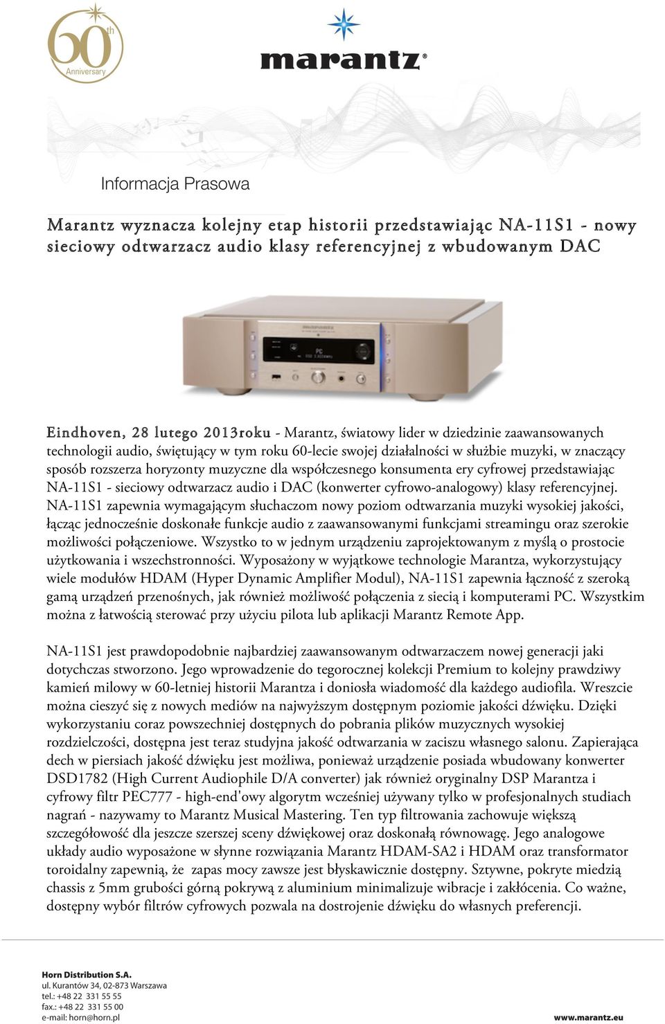 cyfrowej przedstawiając NA-11S1 - sieciowy odtwarzacz audio i DAC (konwerter cyfrowo-analogowy) klasy referencyjnej.