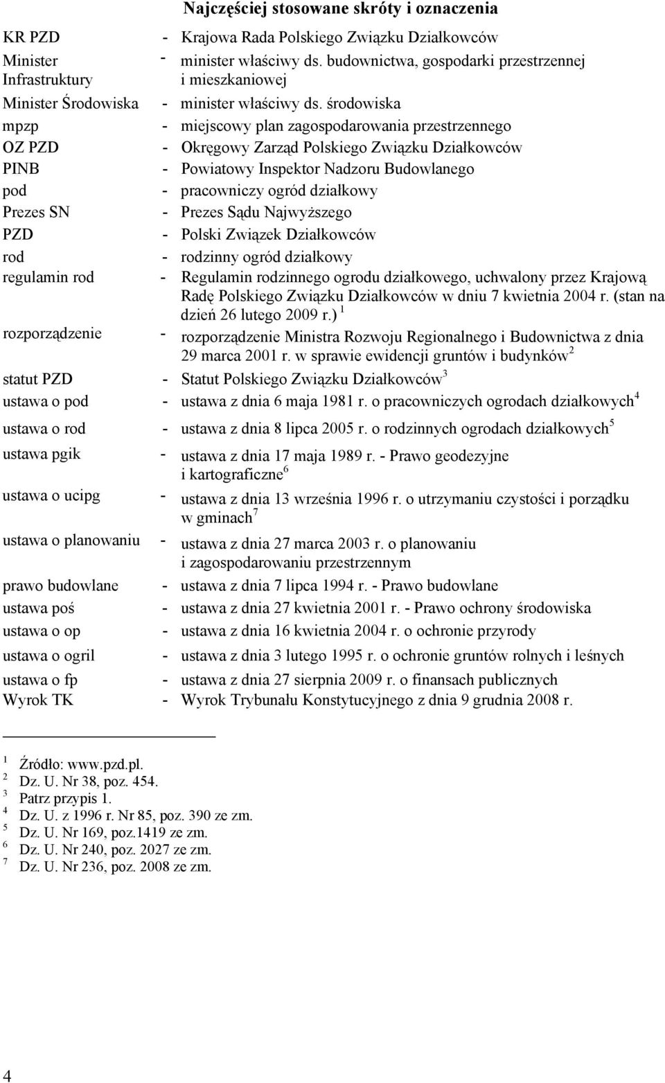 środowiska - miejscowy plan zagospodarowania przestrzennego - Okręgowy Zarząd Polskiego Związku Działkowców - Powiatowy Inspektor Nadzoru Budowlanego - pracowniczy ogród działkowy - Prezes Sądu