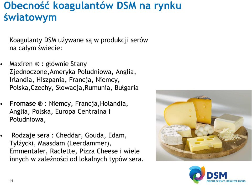 Słowacja,Rumunia, Bułgaria Fromase : Niemcy, Francja,Holandia, Anglia, Polska, Europa Centralna i Południowa, Rodzaje sera