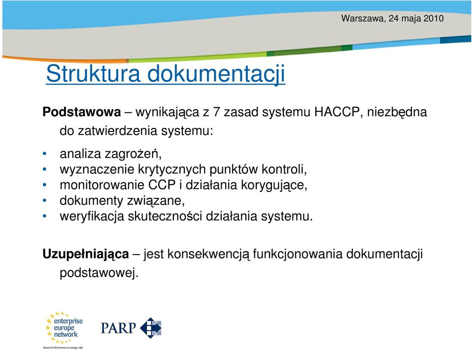 punktów kontroli, monitorowanie CCP i działania korygujące, dokumenty związane, weryfikacja