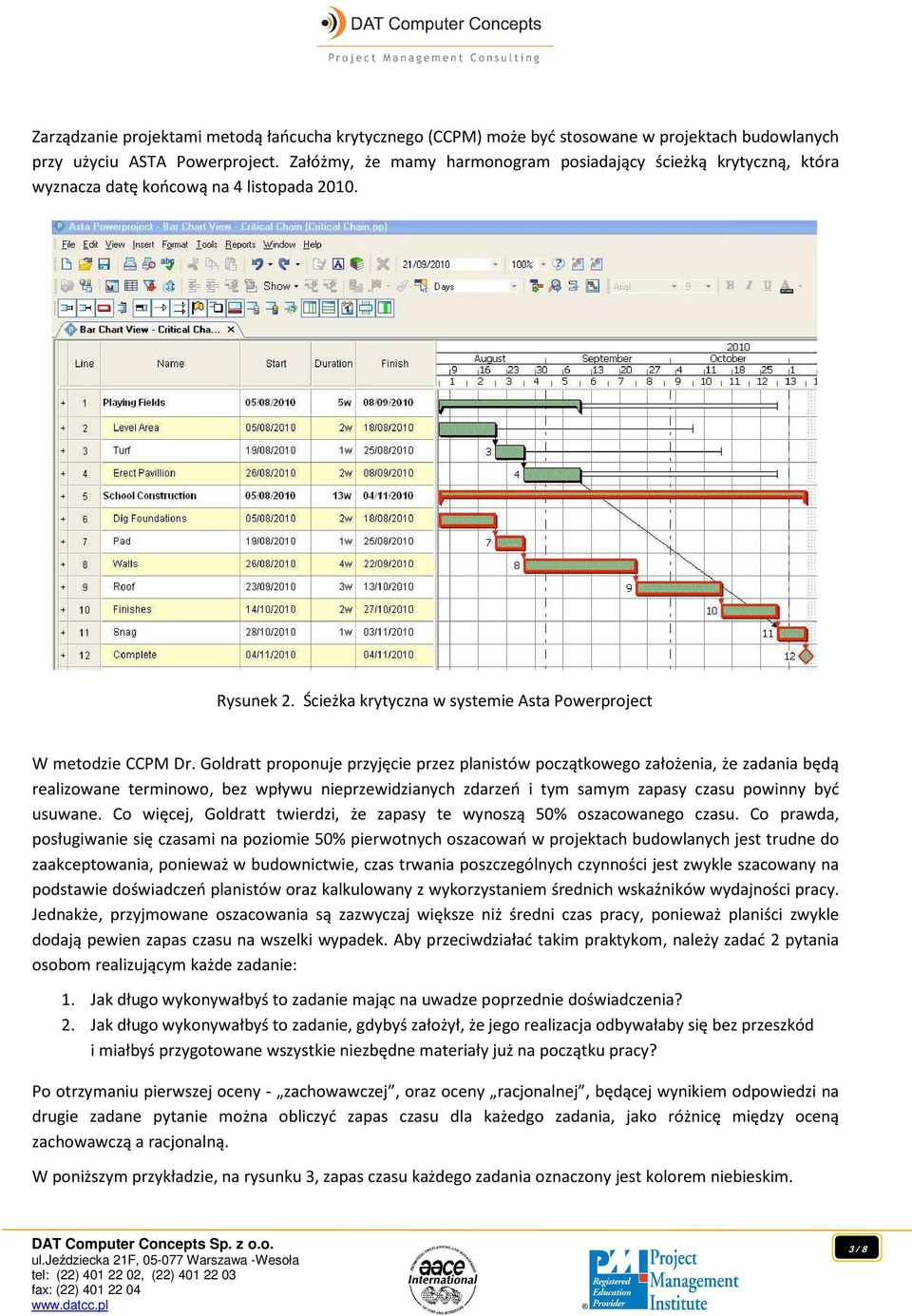 Goldratt proponuje przyjęcie przez planistów początkowego założenia, że zadania będą realizowane terminowo, bez wpływu nieprzewidzianych zdarzeń i tym samym zapasy czasu powinny być usuwane.