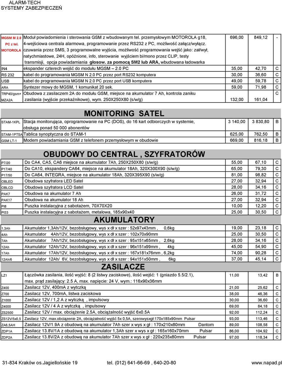 MOTOROLA czuwania przez SMS, 3 programowalne wyjścia, możliwość programowania wejść jako: zał/wył, natychmiastowe, 24H, opóźnione, info, sterowanie wyjściem bi/mono przez CLIP, testy transmisji,