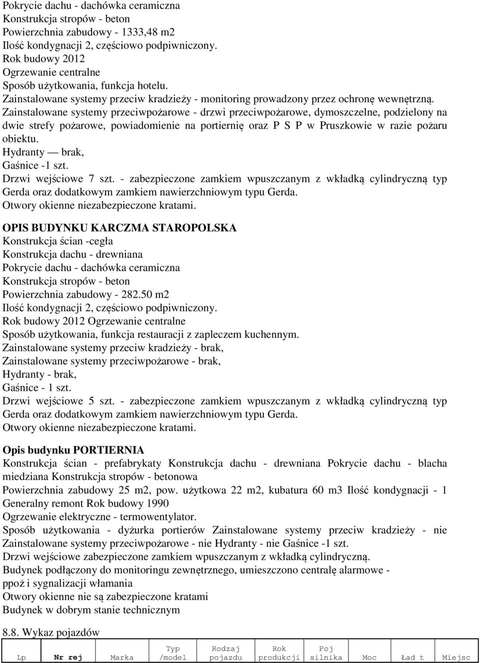 Zainstalowane systemy przeciwpożarowe - drzwi przeciwpożarowe, dymoszczelne, podzielony na dwie strefy pożarowe, powiadomienie na portiernię oraz P S P w Pruszkowie w razie pożaru obiektu.