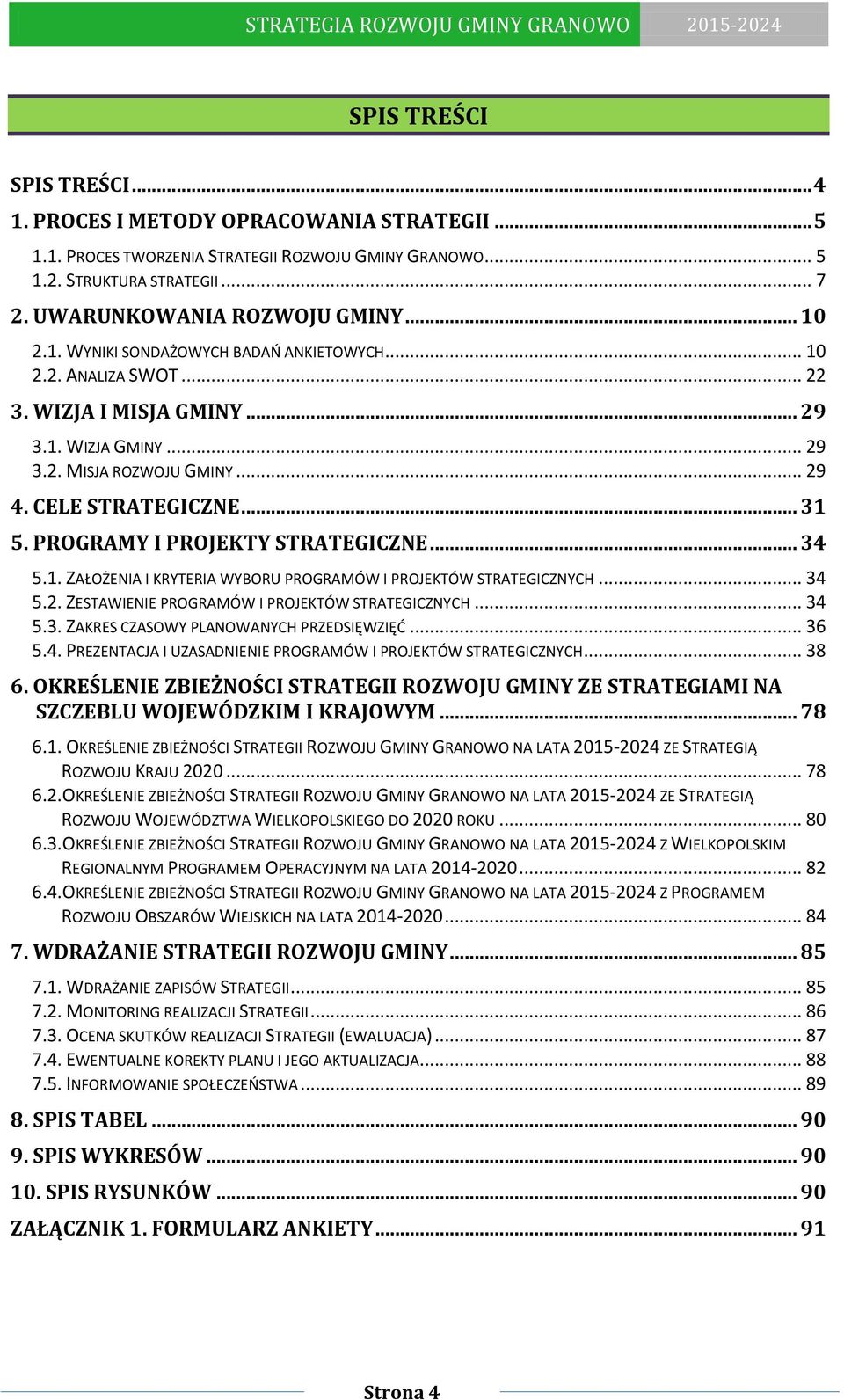 PROGRAMY I PROJEKTY STRATEGICZNE... 34 5.1. ZAŁOŻENIA I KRYTERIA WYBORU PROGRAMÓW I PROJEKTÓW STRATEGICZNYCH... 34 5.2. ZESTAWIENIE PROGRAMÓW I PROJEKTÓW STRATEGICZNYCH... 34 5.3. ZAKRES CZASOWY PLANOWANYCH PRZEDSIĘWZIĘĆ.