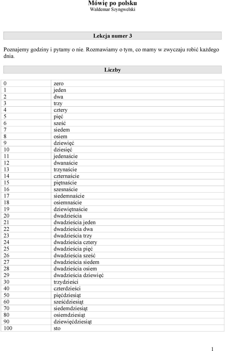 17 siedemnaście 18 osiemnaście 19 dziewiętnaście 20 dwadzieścia 21 dwadzieścia jeden 22 dwadzieścia dwa 23 dwadzieścia trzy 24 dwadzieścia cztery 25 dwadzieścia pięć 26