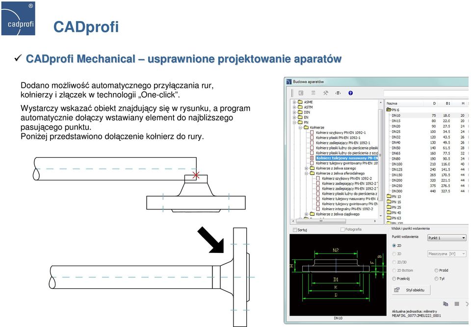 Wystarczy wskazać obiekt znajdujący się w rysunku, a program automatycznie dołączy