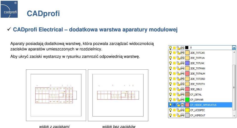 zacisków aparatów umieszczonych w rozdzielnicy.