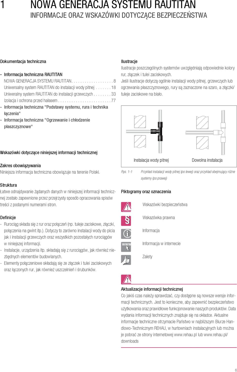 ....................... 77 - Informacja techniczna "Podstawy systemu, rura i technika łączenia" - Informacja techniczna "Ogrzewanie i chłodzenie płaszczyznowe" Ilustracje Ilustracje poszczególnych