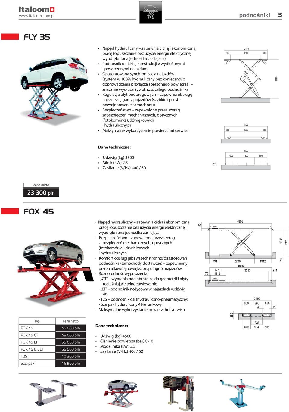 wydłużonymi i poszerzonymi najazdami Opatentowana synchronizacja najazdów (system w 100% hydrauliczny bez konieczności doprowadzania przyłącza sprężonego powietrza) znacznie wydłuża żywotność całego