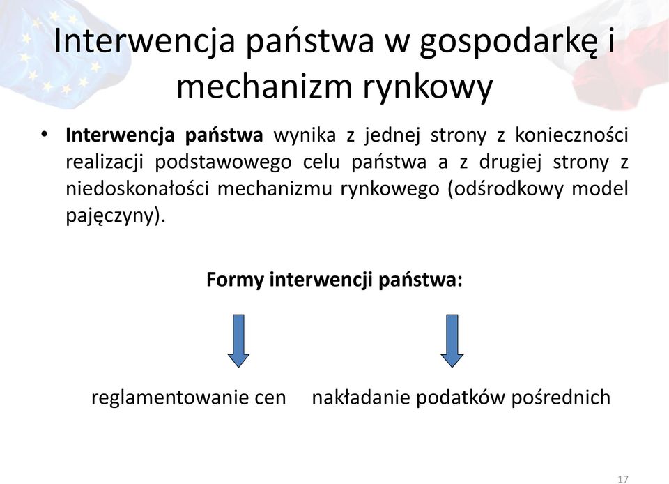 drugiej strony z niedoskonałości mechanizmu rynkowego (odśrodkowy model