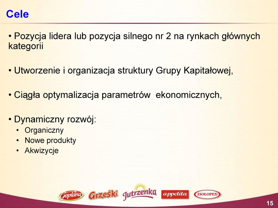 Grupy Kapitałowej, Ciągła optymalizacja parametrów